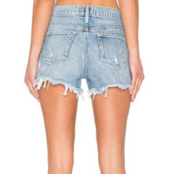Agolde Parker Cut Off in Swapmeet Mid-Rise Button Fly Denim Shorts Size … - Picture 2 of 15